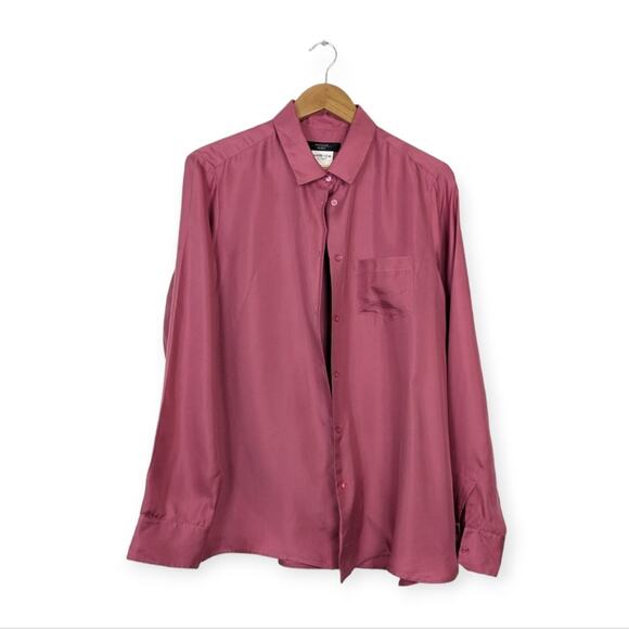 Weekend MaxMara 100% Silk Pink Utility Button Down Shirt - Picture 1 of 5